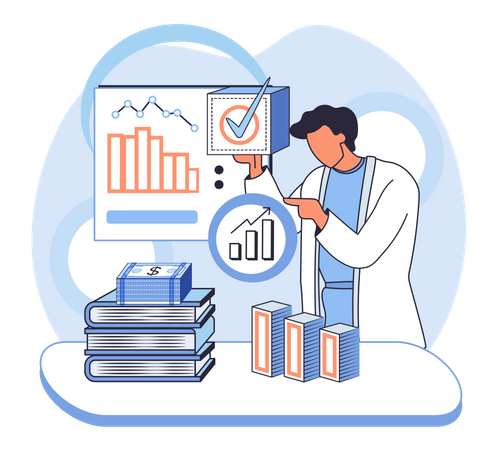 Businessman doing market analysis  Illustration