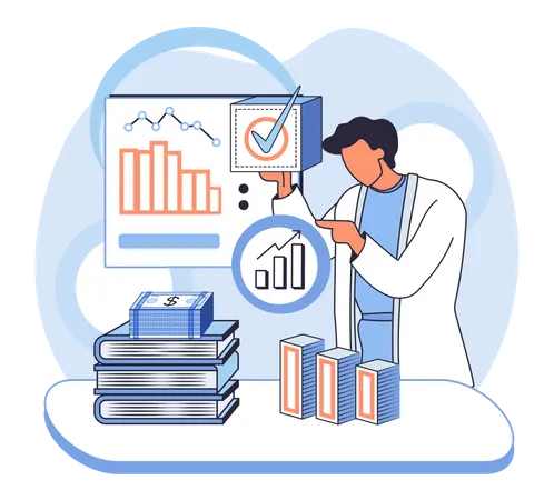 Businessman doing market analysis  Illustration