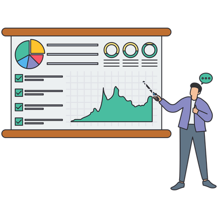 Businessman doing market analysis  Illustration