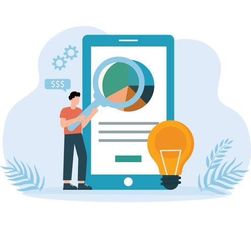 Businessman doing Market Analysis  Illustration