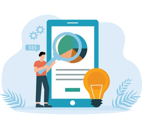 Businessman doing Market Analysis  Illustration