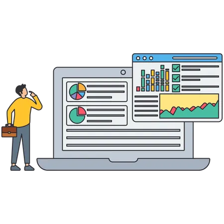 Businessman doing market analytics  Illustration