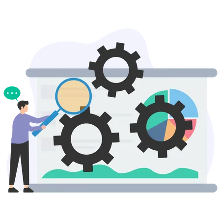 Businessman doing market configuration  Illustration