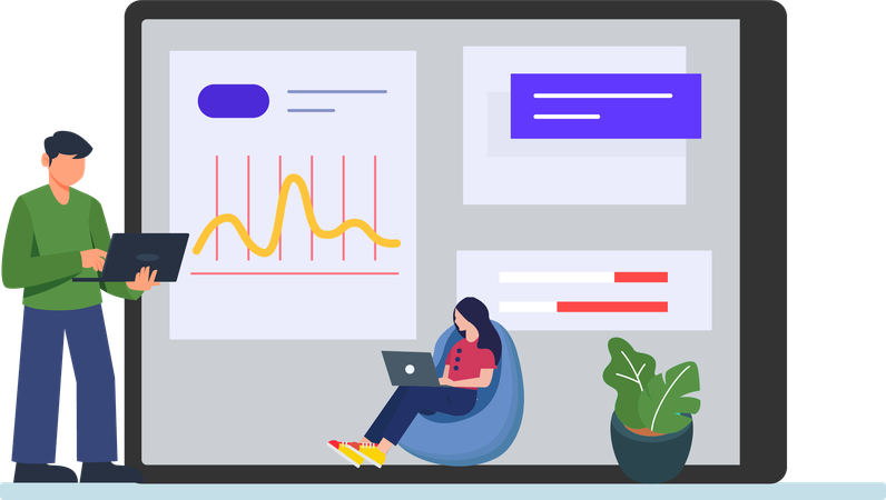 Businessman doing Market dashboard  Illustration