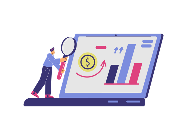Businessman doing market research to launch startup  Illustration
