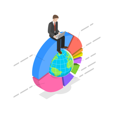 Businessman doing marketing analysis  Illustration