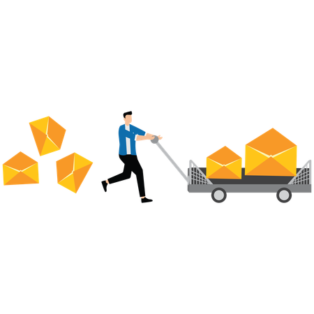 Businessman doing marketing email messages  Illustration