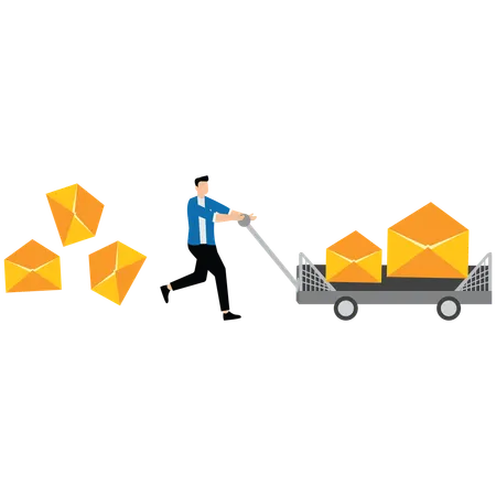 Businessman doing marketing email messages  Illustration