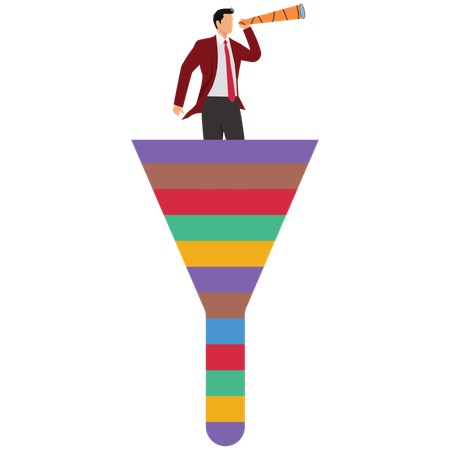 Businessman Doing Marketing Funnel Sales Prospect Discovery  Illustration