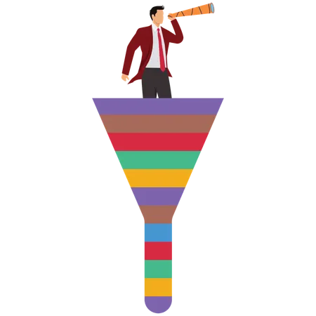 Businessman Doing Marketing Funnel Sales Prospect Discovery  Illustration