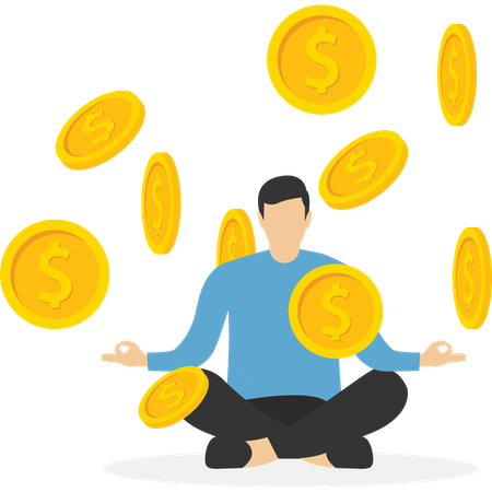 Businessman doing medication for earning money  Illustration