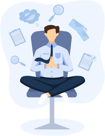 Businessman doing Meditating at Work Illustration