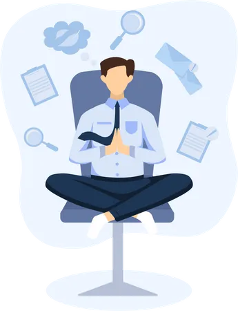 Businessman doing Meditating at Work Illustration