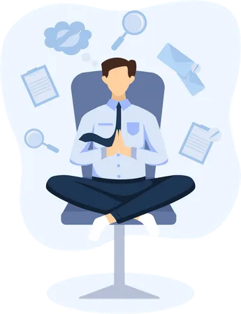 Businessman doing Meditating at Work  Illustration