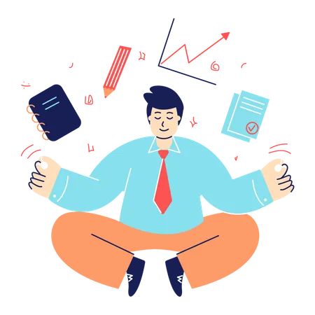 Businessman doing meditation Illustration