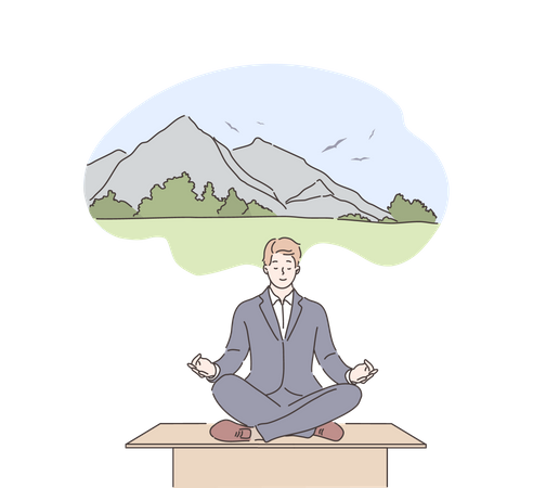 Businessman doing meditation  Illustration