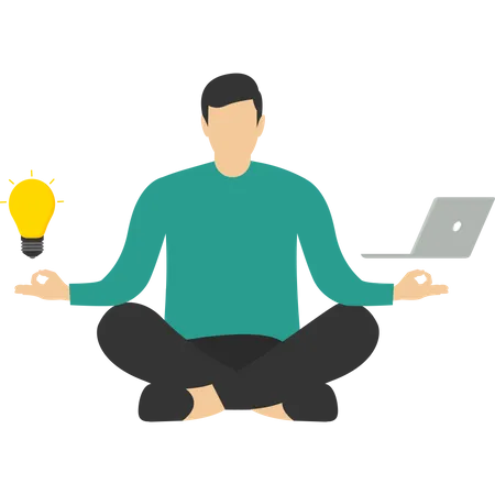Meditation Or Calming Mind Workflow Concept With A Woman Meditating Thoughts And Emotions Lotus Position Thought Processes Initiating And Generating Ideas Flat Vector Illustration Illustration