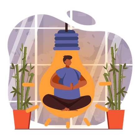 Businessman doing meditation for idea creation  Illustration