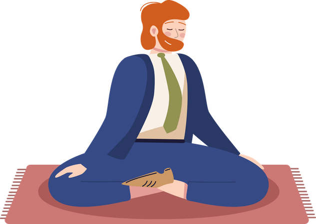 Businessman doing meditation for stress free mind  Illustration