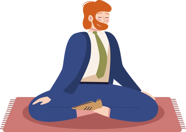Businessman doing meditation for stress free mind  일러스트레이션