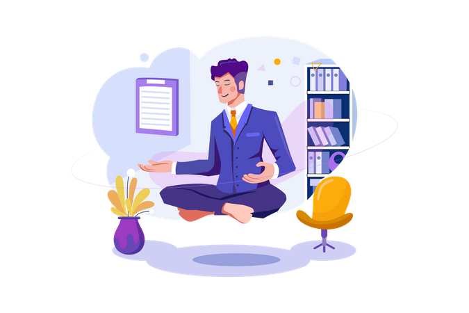 Businessman doing meditation  Illustration