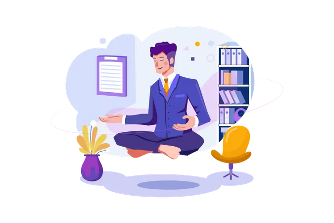 Businessman doing meditation  Illustration