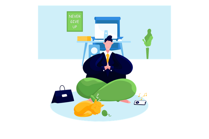 Businessman doing meditation  Illustration