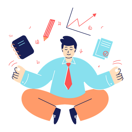 Businessman doing meditation  イラスト