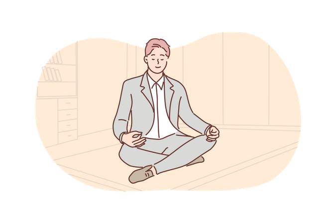 Businessman doing meditation  Illustration