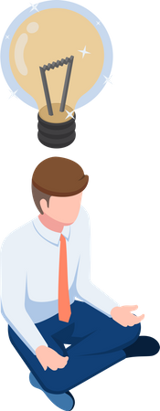 Businessman doing meditation thinking about idea  Illustration