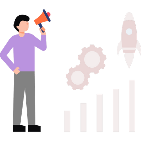 Businessman doing megaphone marketing  Illustration