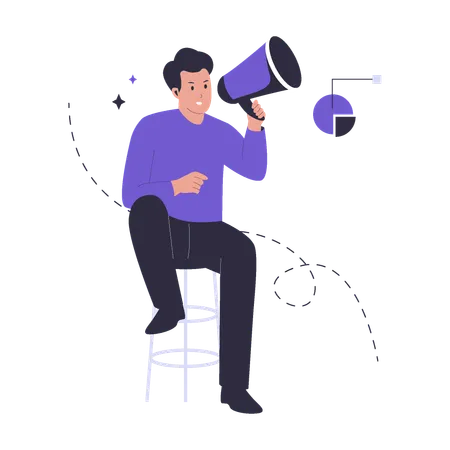 Businessman doing megaphone marketing  Illustration