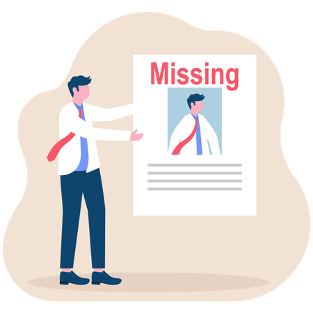 Businessman doing missing announcement  Illustration