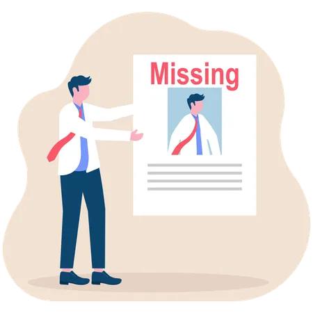 Businessman doing missing announcement  Illustration