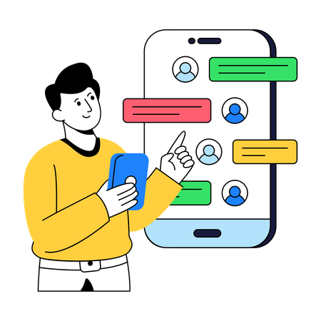 Businessman doing Mobile Chatting  Illustration