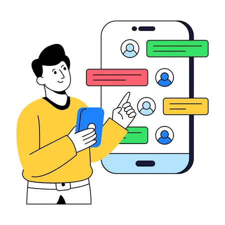 Businessman doing Mobile Chatting  Illustration