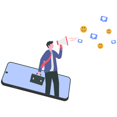Businessman doing mobile marketing  Illustration