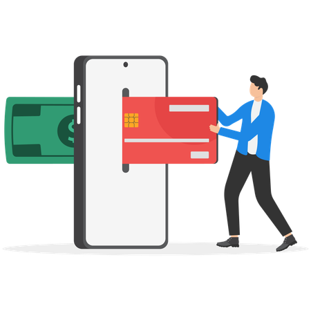 Businessman doing mobile payment  Illustration