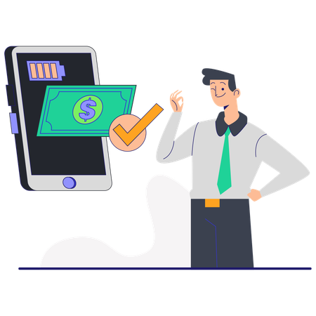 Businessman doing mobile payment  Illustration