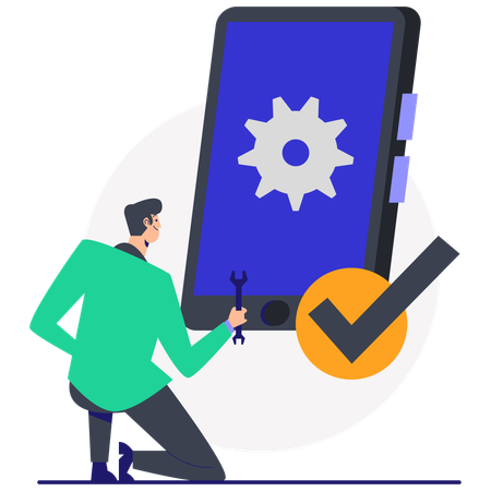 Businessman doing mobile Setting  Illustration