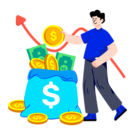 Businessman doing Money Collection  Illustration