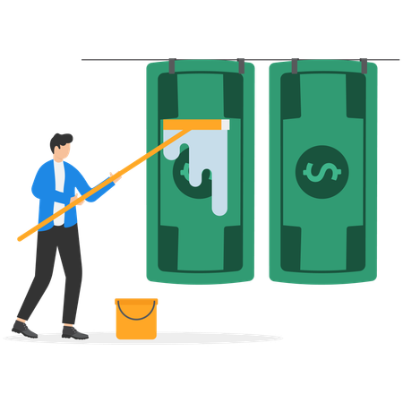 Businessman doing money laundering  Illustration
