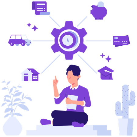 Businessman doing money management  Illustration