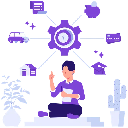 Businessman doing money management  Illustration