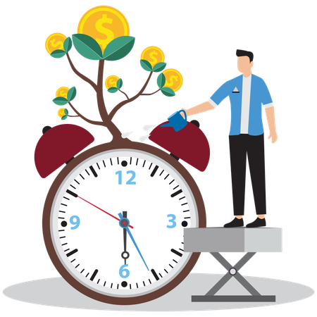 Businessman doing money management on time  Illustration