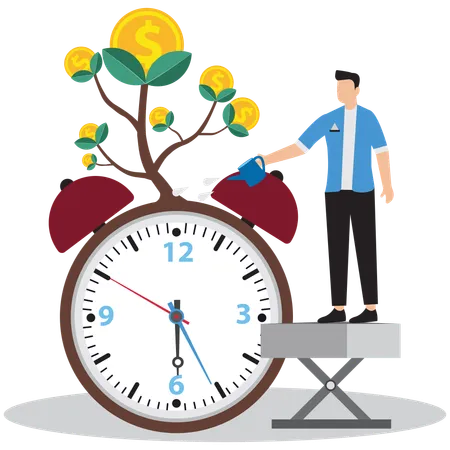 Businessman doing money management on time  Illustration