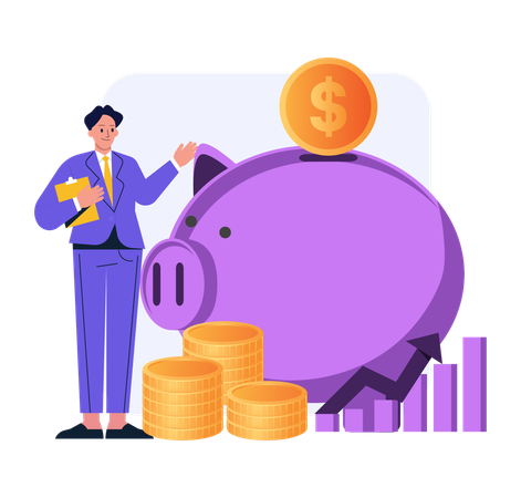Businessman doing money savings  Illustration
