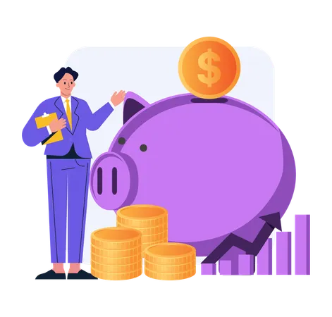 Businessman doing money savings  Illustration