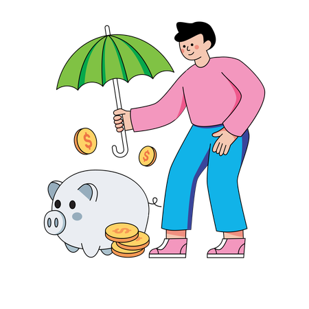 Businessman doing money savings  Illustration