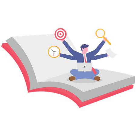 Businessman doing multi tasking job  Illustration